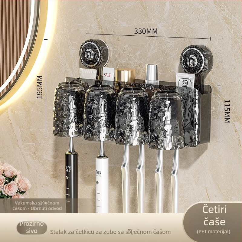 Držač za četkice za zube na zidu s usisnom čašom, PET materijal, 32 komada u kutiji