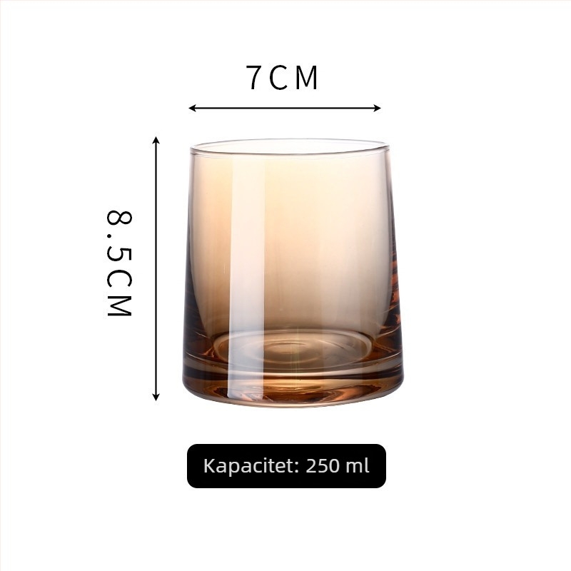 Set od šest stakala za ispiranje usta od borosilikatnog stakla, kružnog oblika, moderan minimalistički stil, otisak logotipa, prilagodljiv