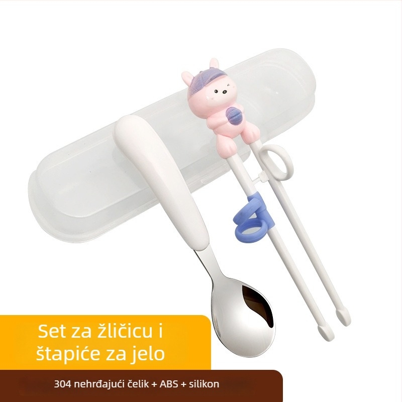 Paličice za učenje za djecu — silikon, set dječjih posuđa s žličicama i vilicama, sladak, svjež dizajn, za djecu od 6 mjeseci