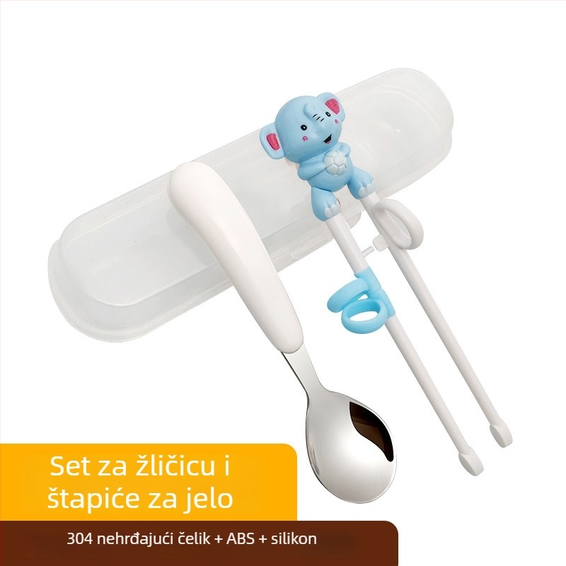 Paličice za učenje za djecu — silikon, set dječjih posuđa s žličicama i vilicama, sladak, svjež dizajn, za djecu od 6 mjeseci