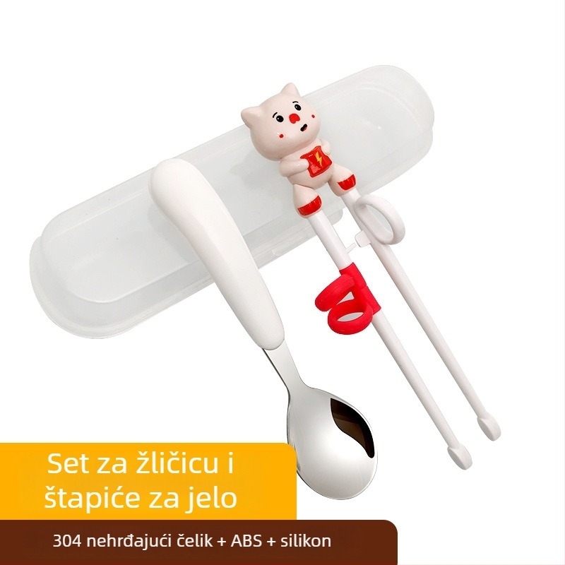 Paličice za učenje za djecu — silikon, set dječjih posuđa s žličicama i vilicama, sladak, svjež dizajn, za djecu od 6 mjeseci