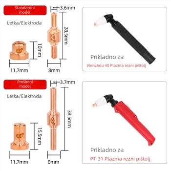 Duža za plazma rezanje LGK40 za plazma rezač Supersonic, model 40PT-31, pogodna za rezanje metala, debljina rezanja 5 mm, plin: zrak