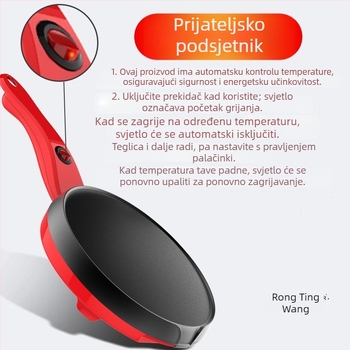 Električni pan za palačinke i gofere, kompaktnog dizajna za palačinke, rolice i pržene sendviče, 600W, jednostrano grijanje, mehaničko upravljanje