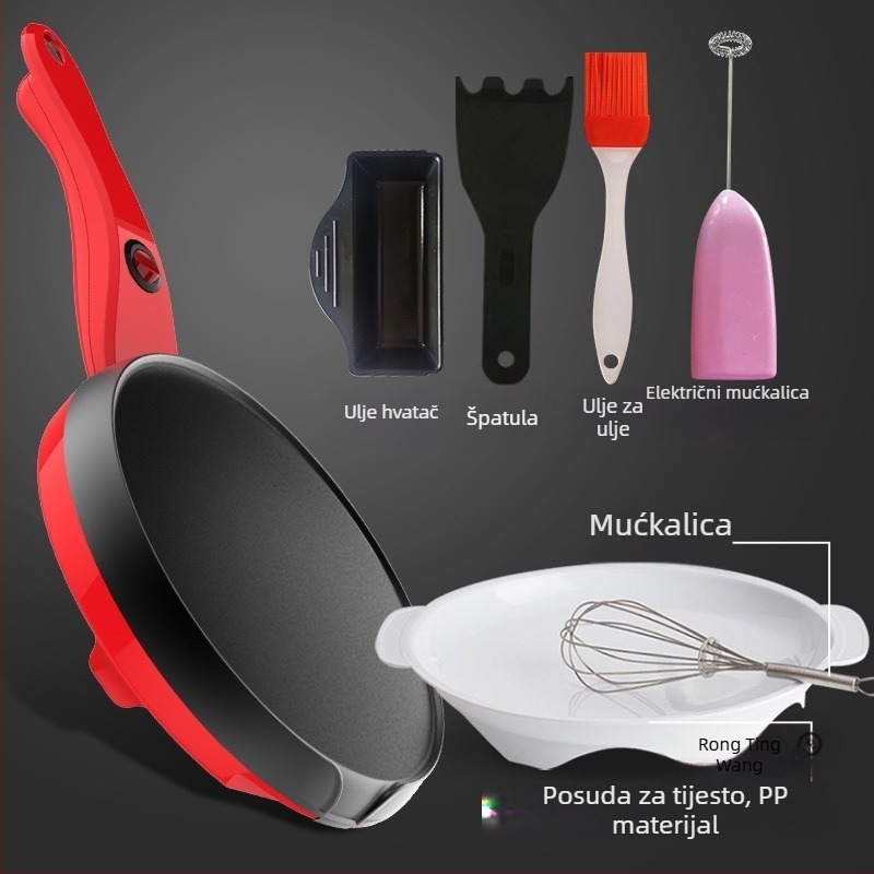 Električni pan za palačinke i gofere, kompaktnog dizajna za palačinke, rolice i pržene sendviče, 600W, jednostrano grijanje, mehaničko upravljanje