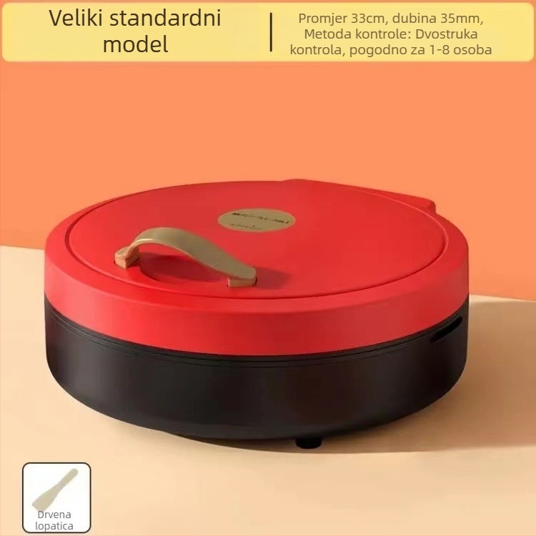 Električna tava za palačinke s dvostrukim grijanjem, odvojiva i periva, 1000W+, 110-240V, mehaničko upravljanje, za 4–5 porcija