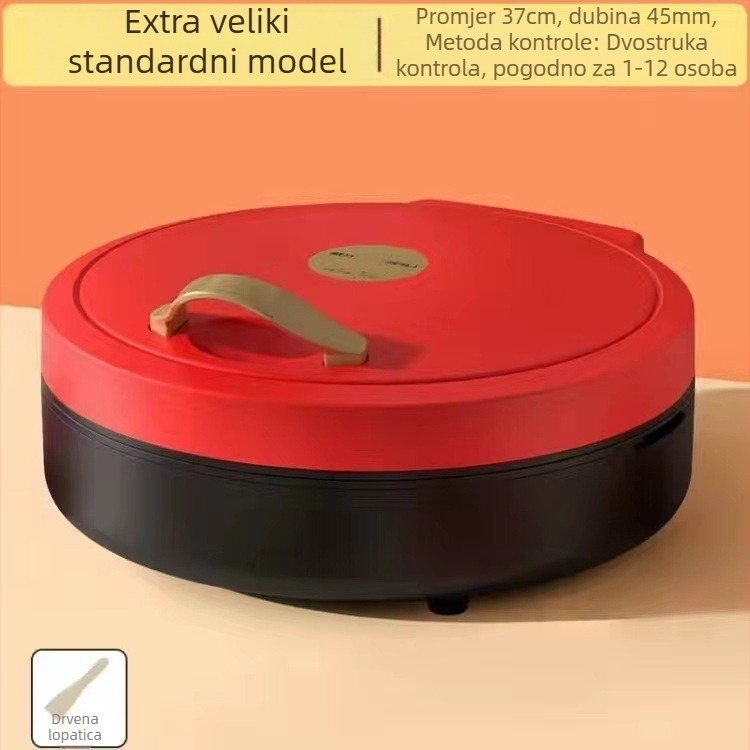 Električna tava za palačinke s dvostrukim grijanjem, odvojiva i periva, 1000W+, 110-240V, mehaničko upravljanje, za 4–5 porcija
