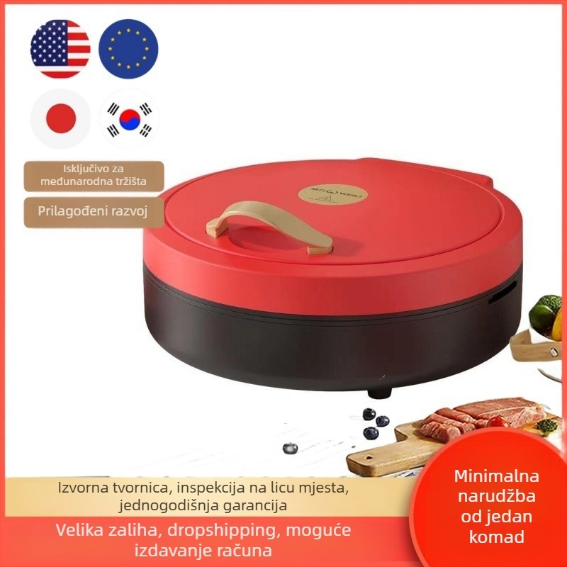 Električna tava za palačinke s dvostrukim grijanjem, odvojiva i periva, 1000W+, 110-240V, mehaničko upravljanje, za 4–5 porcija