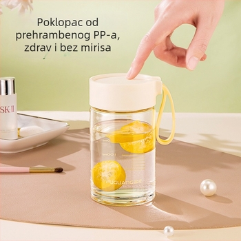 Prijenosna staklena čaša od borosilikatnog stakla s cvjetnim uzorkom, visoka otpornost na temperaturu, nepropusna brtva