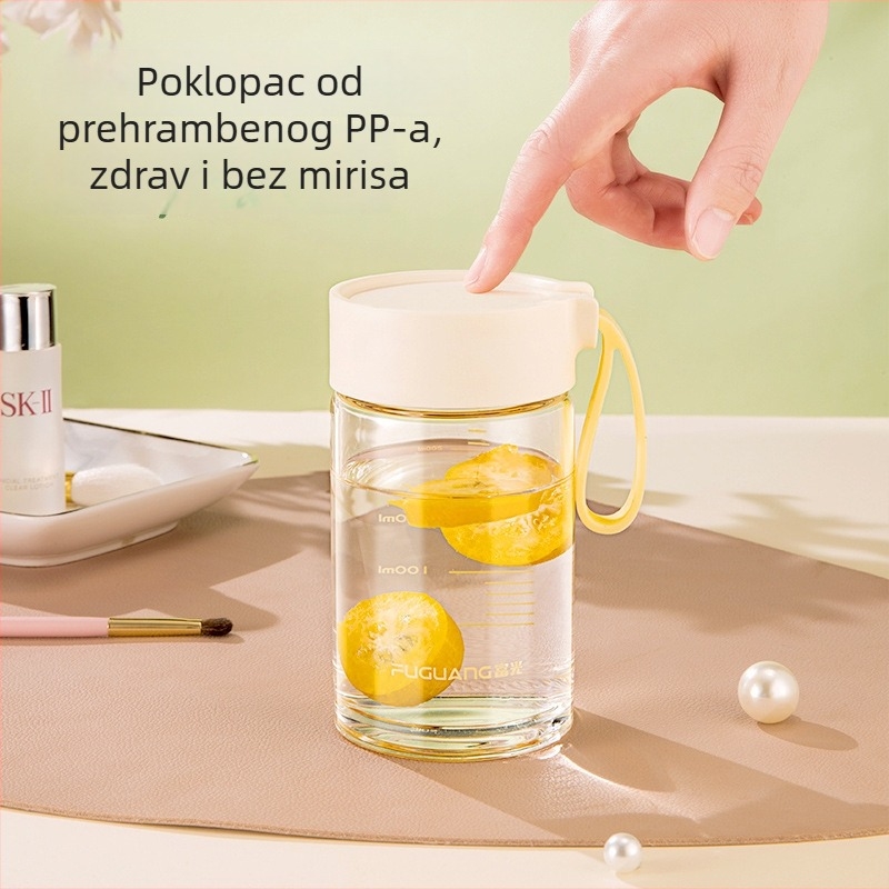 Prijenosna staklena čaša od borosilikatnog stakla s cvjetnim uzorkom, visoka otpornost na temperaturu, nepropusna brtva