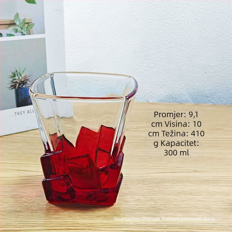 Staklena čaša za piće, kvadratnog oblika, stil laganog luksuza, šestodjelni set, težina 410 g