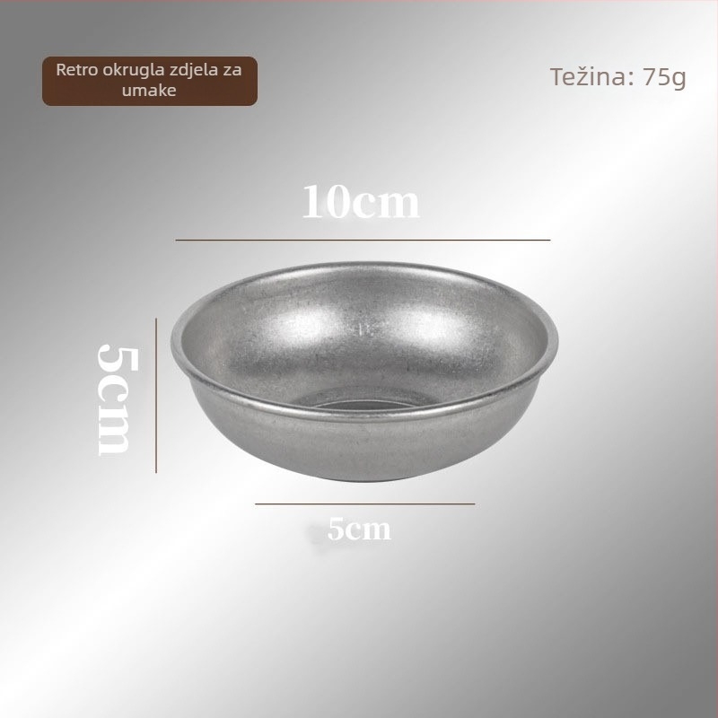 Set posuđa od 304 nehrđajućeg čelika — retro snježna pahulja industrijskog stila; zdjele i tanjuri, zdjele za rižu, juhe, posude za umake; moderna jednostavnost; mogućnost loga