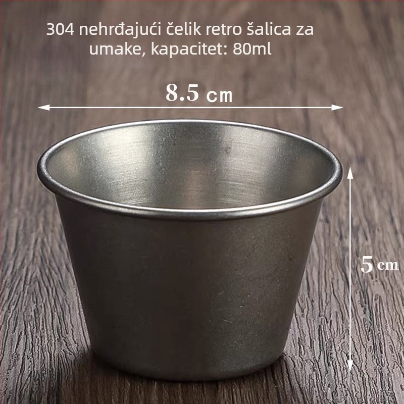 Set posuđa od 304 nehrđajućeg čelika — retro snježna pahulja industrijskog stila; zdjele i tanjuri, zdjele za rižu, juhe, posude za umake; moderna jednostavnost; mogućnost loga