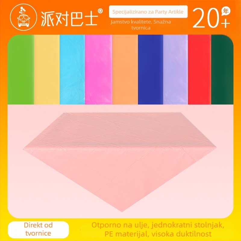 Jednokratni PE plastični stolnjak za stol, pravokutnog oblika, 30 μm, jedinstven uzorak, s logom