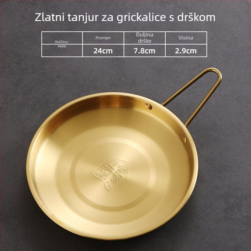 Ploški tanjur – nehrđajući čelik, okrugli oblik, elektroplatirani završni sloj, jednobojni dizajn, pogodan za mikrovalnu pećnicu