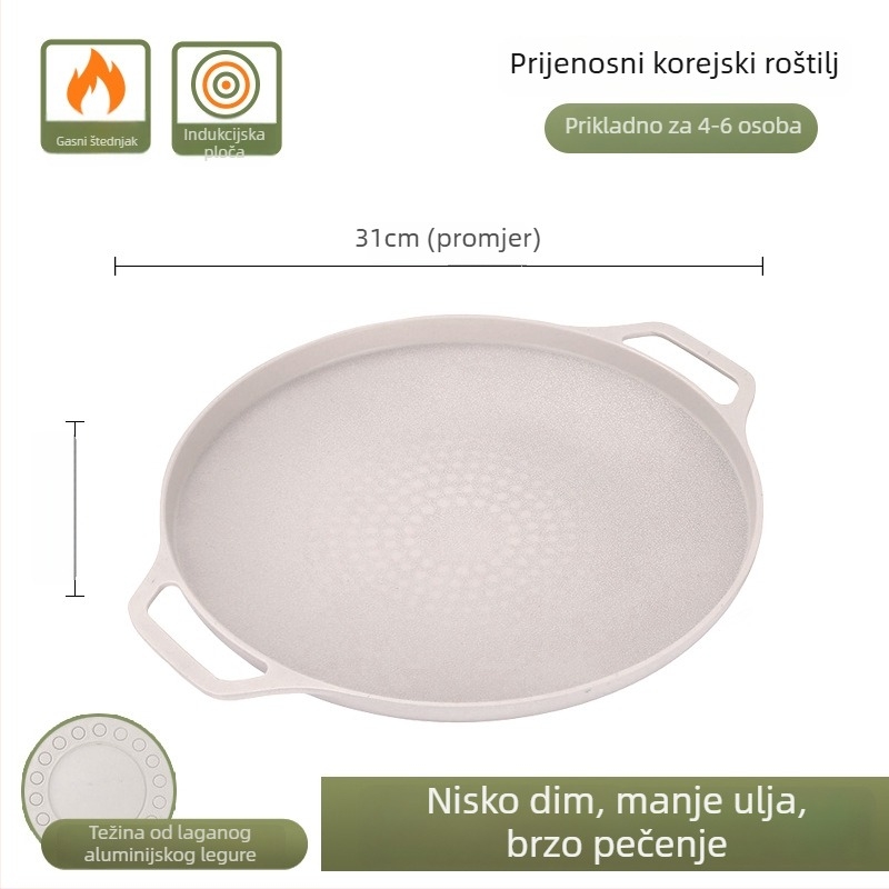 Okrugla ploča za roštilj od legure za vanjsku pripremu hrane, elektropliranje i plastično prešivanje; težina 1 kg; prilagodljiva obrada i mogućnost privatne oznake