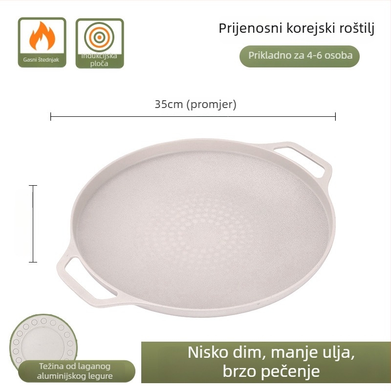 Okrugla ploča za roštilj od legure za vanjsku pripremu hrane, elektropliranje i plastično prešivanje; težina 1 kg; prilagodljiva obrada i mogućnost privatne oznake