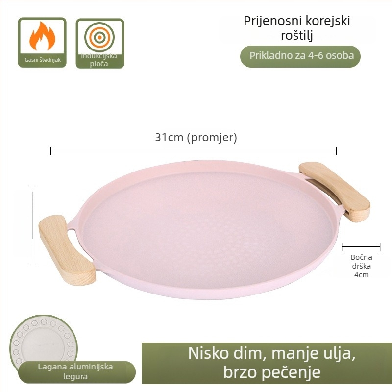 Okrugla ploča za roštilj od legure za vanjsku pripremu hrane, elektropliranje i plastično prešivanje; težina 1 kg; prilagodljiva obrada i mogućnost privatne oznake