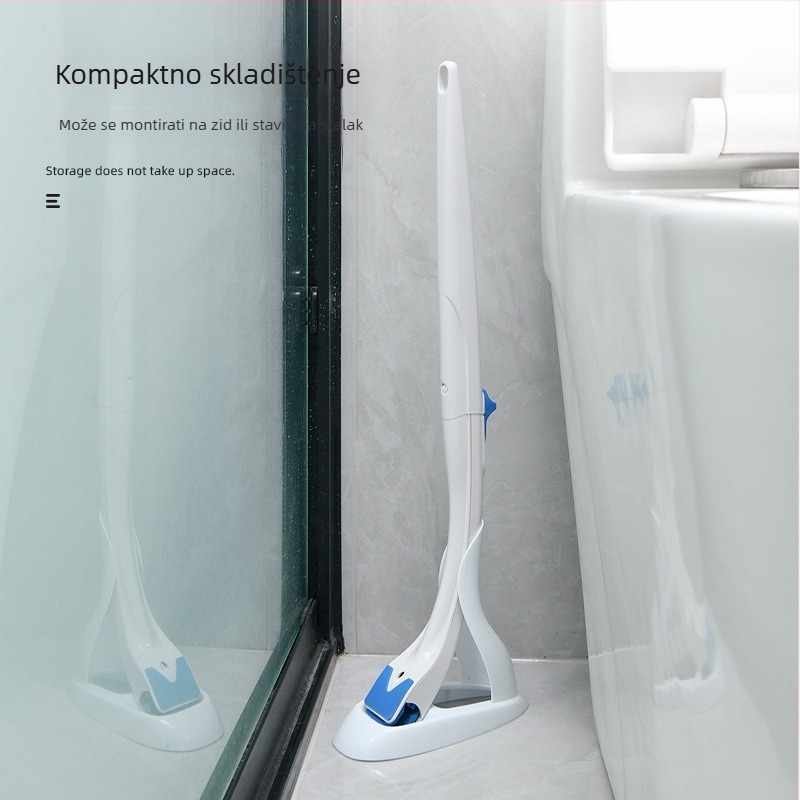 Jednokratni set četke za WC-a s dugim držalom, zamjenjivom glavom, bez mrtvih kutova, plastična konstrukcija.