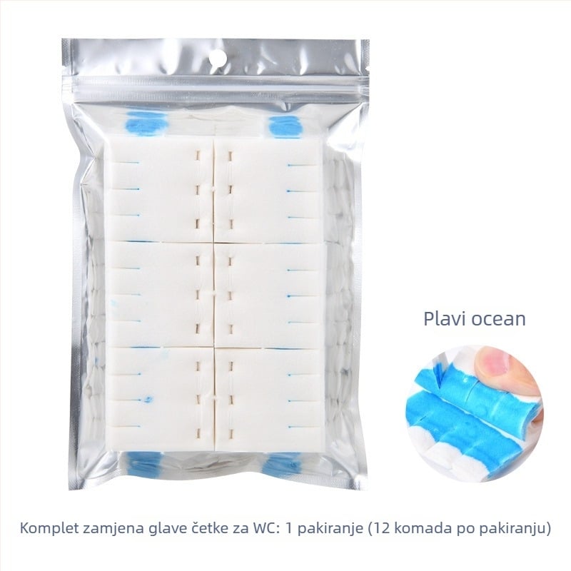 Jednokratni set četke za WC-a s dugim držalom, zamjenjivom glavom, bez mrtvih kutova, plastična konstrukcija.