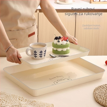 Pravokutni tanjur za čaj, plastični, ručna izrada, debeli dizajn za catering, japanski stil, jednostavan stil; pogodan za čaj, šalice, voće i kafić deserte