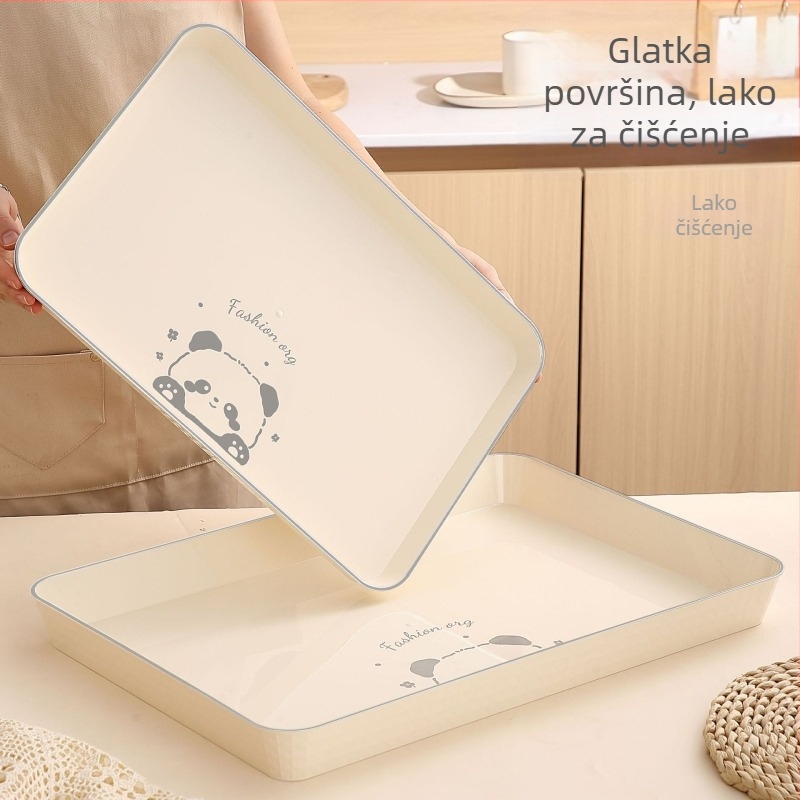 Pravokutni tanjur za čaj, plastični, ručna izrada, debeli dizajn za catering, japanski stil, jednostavan stil; pogodan za čaj, šalice, voće i kafić deserte