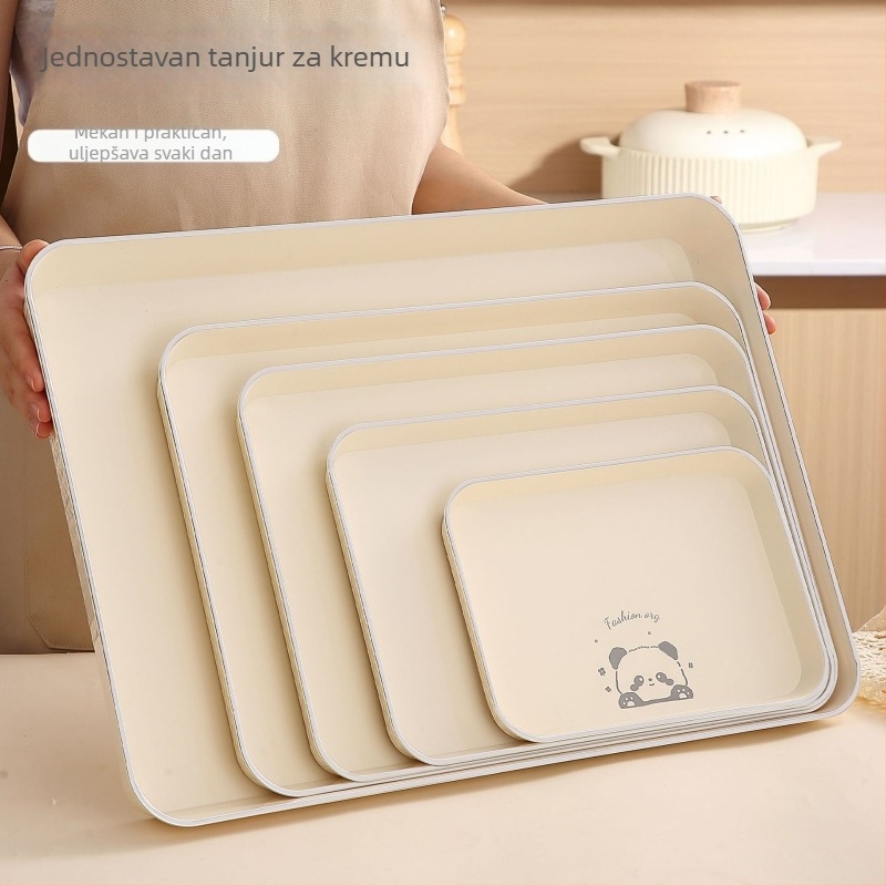 Pravokutni tanjur za čaj, plastični, ručna izrada, debeli dizajn za catering, japanski stil, jednostavan stil; pogodan za čaj, šalice, voće i kafić deserte