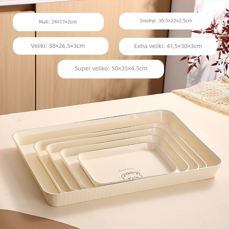 Pravokutni tanjur za čaj, plastični, ručna izrada, debeli dizajn za catering, japanski stil, jednostavan stil; pogodan za čaj, šalice, voće i kafić deserte