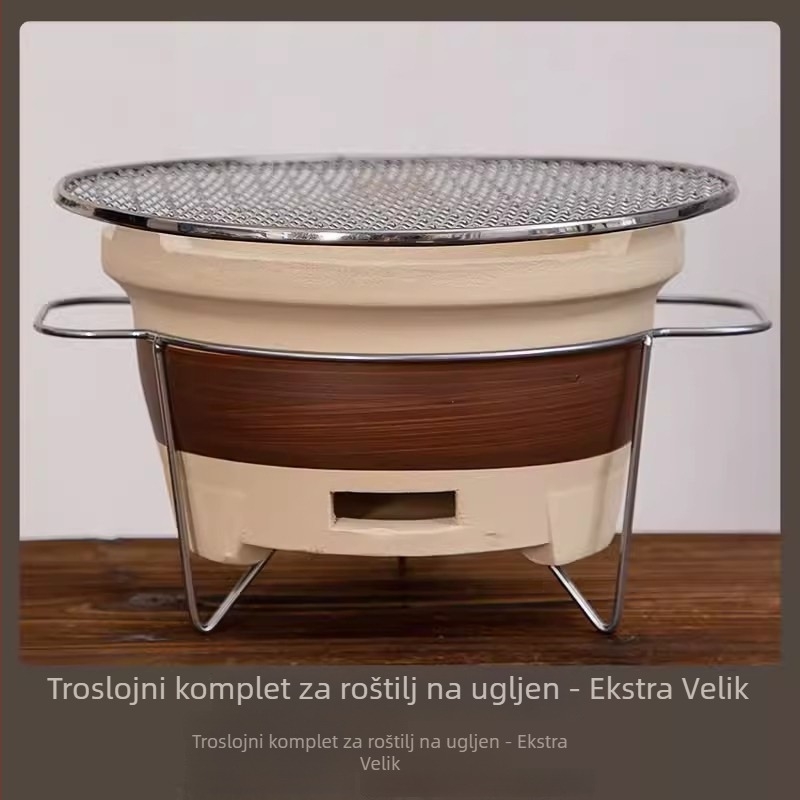 Okrugla željezna tava za roštilj s Maifan kamenom – bezdimna, nelepiva, jednostavna za čišćenje, 1,5 kg, za kampiranje