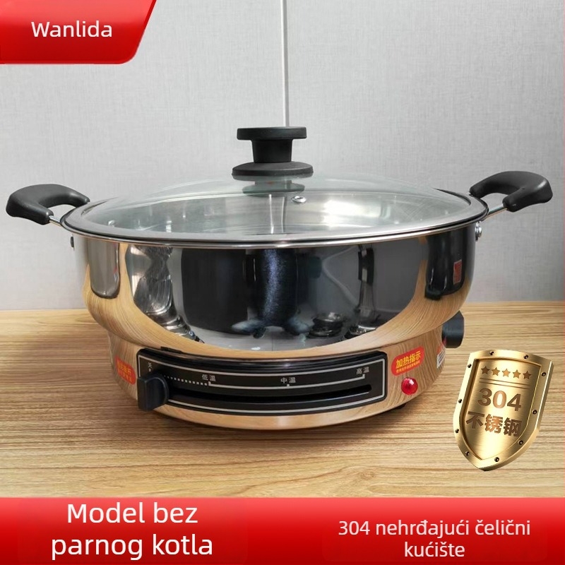 Električna tava od nehrđajućeg čelika, 1500 W, 220 V, pogodna za 6+ porcija.