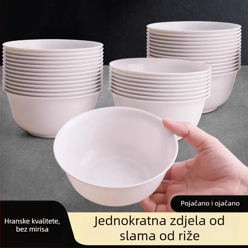 Jednokratna posuda od rižine ljuske, plastična, debela, otporna na visoke temperature, 350 ml