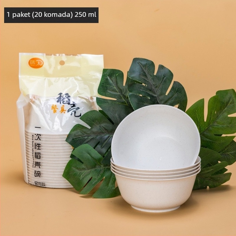 Jednokratna posuda od rižine ljuske, plastična, debela, otporna na visoke temperature, 350 ml