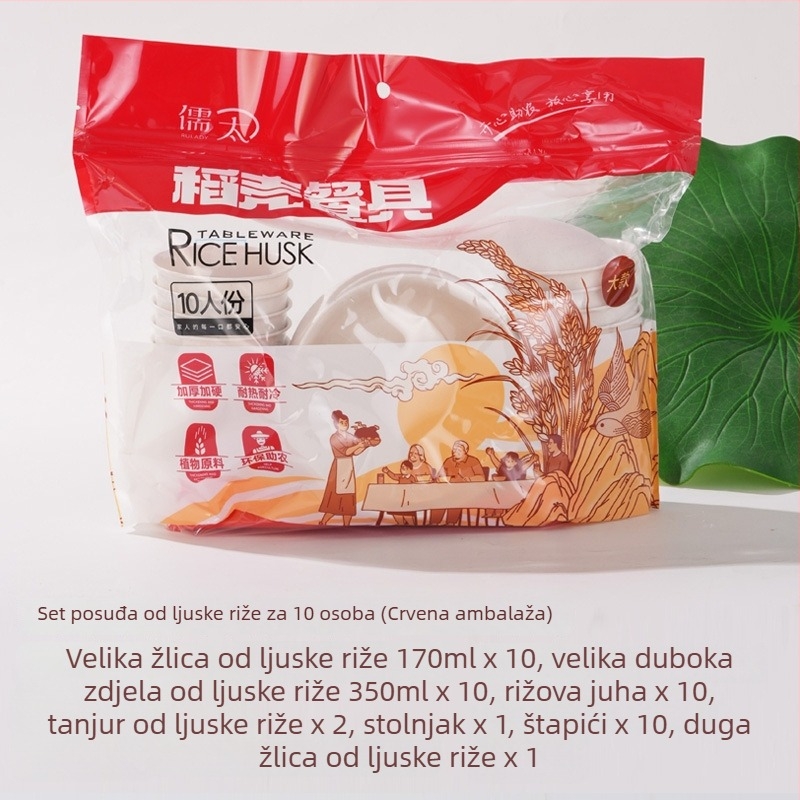 Jednokratna posuda od rižine ljuske, plastična, debela, otporna na visoke temperature, 350 ml