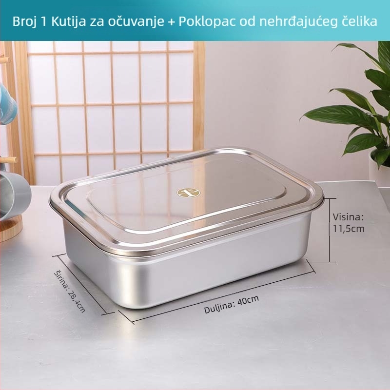 Kutija za ručak od nehrđajućeg čelika, velika kapaciteta, pravokutnog oblika, mikrotalasno sigurna, zatvarač za očuvanje svježine