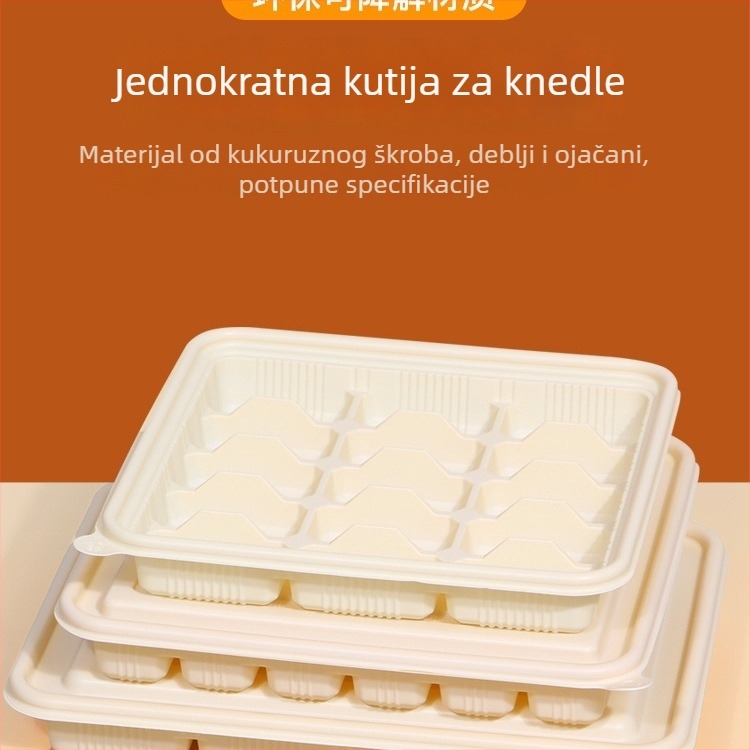 Jednokratna kutija za knedle s neovisnim pretincima – sigurna za hranu, zamrzavanje i skladištenje u hladnjaku, biološki razgradiva
