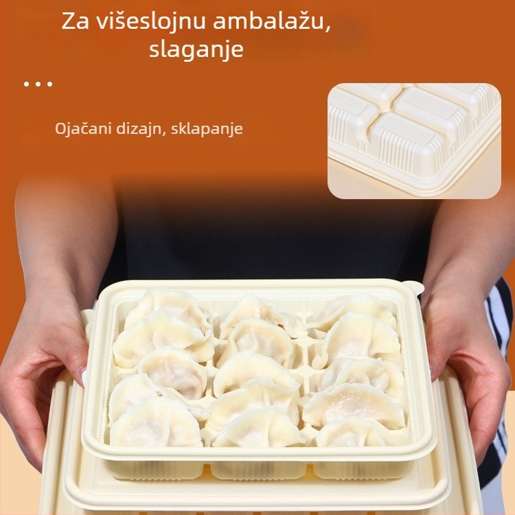 Jednokratna kutija za knedle s neovisnim pretincima – sigurna za hranu, zamrzavanje i skladištenje u hladnjaku, biološki razgradiva