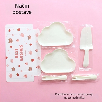 Jednokratni plastični tanjur i pribor s likom crtani medvjedić, u kutiji za zabavu