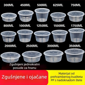 Okrugla plastična zdjela s poklopcem, proziran spremnik za ponijeti obrok