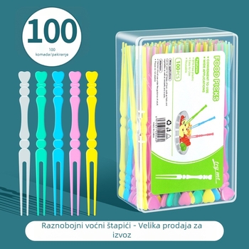 Ovocna vilica, jednostavan stil, plastični materijal, za odrasle, mogućnost tiska logotipa, mogućnost prilagodbe