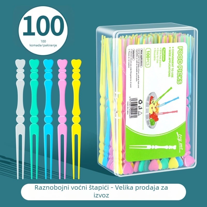 Ovocna vilica, jednostavan stil, plastični materijal, za odrasle, mogućnost tiska logotipa, mogućnost prilagodbe