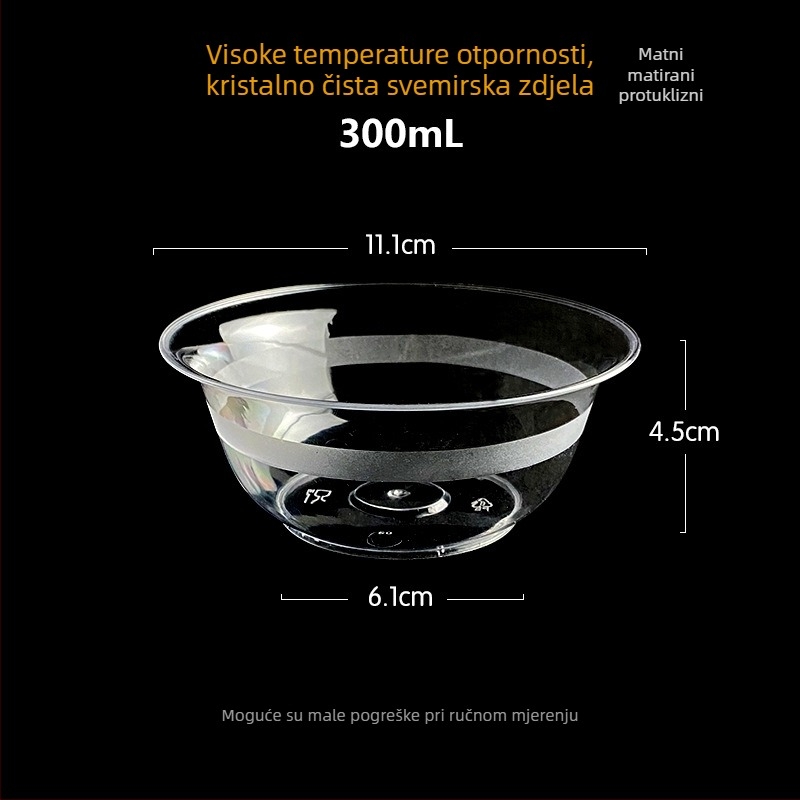 Jednokratna zdjela Li shen, debeli plast, oko 300 ml, paket 20 komada