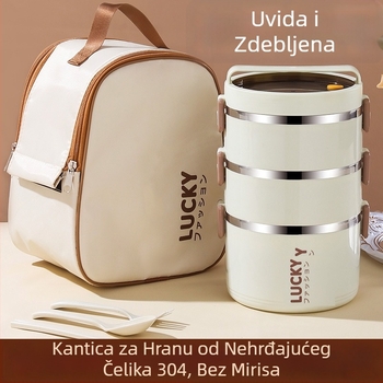 Kutija za ručak od nehrđajućeg čelika 304, cilindrična, kapacitet 1–2 L, višeslojna, za učenike, kompatibilna s mikrovalnom pećnicom