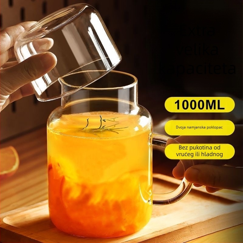 Set staklenih čaša za hladnu vodu za jednu osobu — staklo visoke borosilikatne, otporno na lomljenje, otporno na visoke temperature, velika kapaciteta