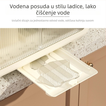 Polica za pohranu kuhinjskog posuđa – prašinu otporna, 3-slojna, pomična, plastična