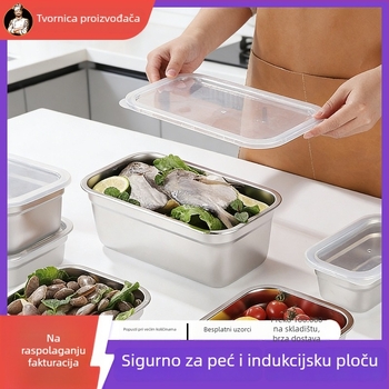 Nehrđajući čelična pravokutna kutija za obrok s poklopcem, 800–1000 ml, bez izolacije, nije pogodna za mikrovalnu