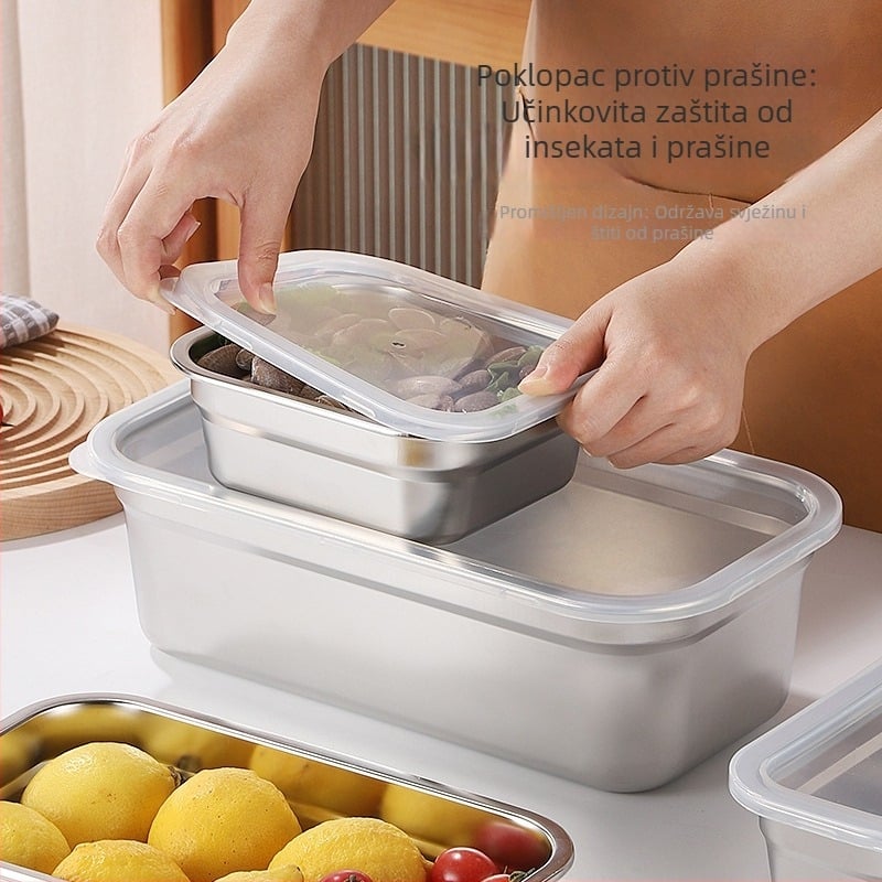 Nehrđajući čelična pravokutna kutija za obrok s poklopcem, 800–1000 ml, bez izolacije, nije pogodna za mikrovalnu