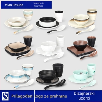 Melamin set od četiri komada posuđa za restorane hot pot – otporan na padove, više uzoraka, površina naljepnica, tiskani logotip