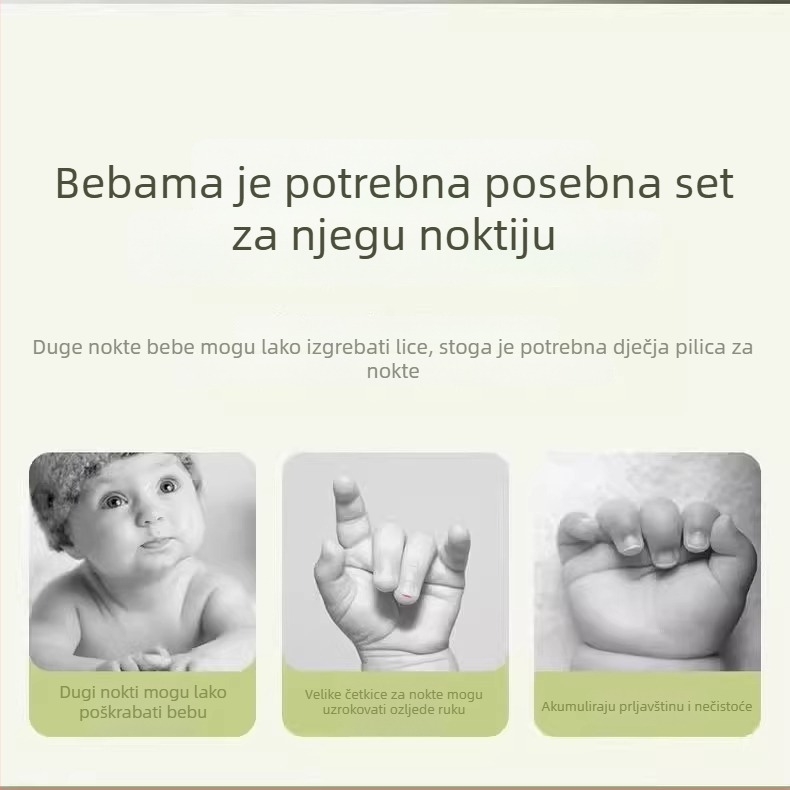 Set za njegu noktiju za bebe – nehrđajući čelik, nagnuti otvor, kliješta za žljeb noktiju, sigurno za djecu, marka Friendly