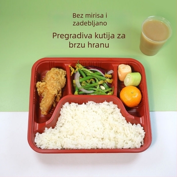 Jednokratna kutija za obrok s četiri ili pet pretinaca, plastika za hranu visoke kvalitete, pravokutna kutija za dostavu