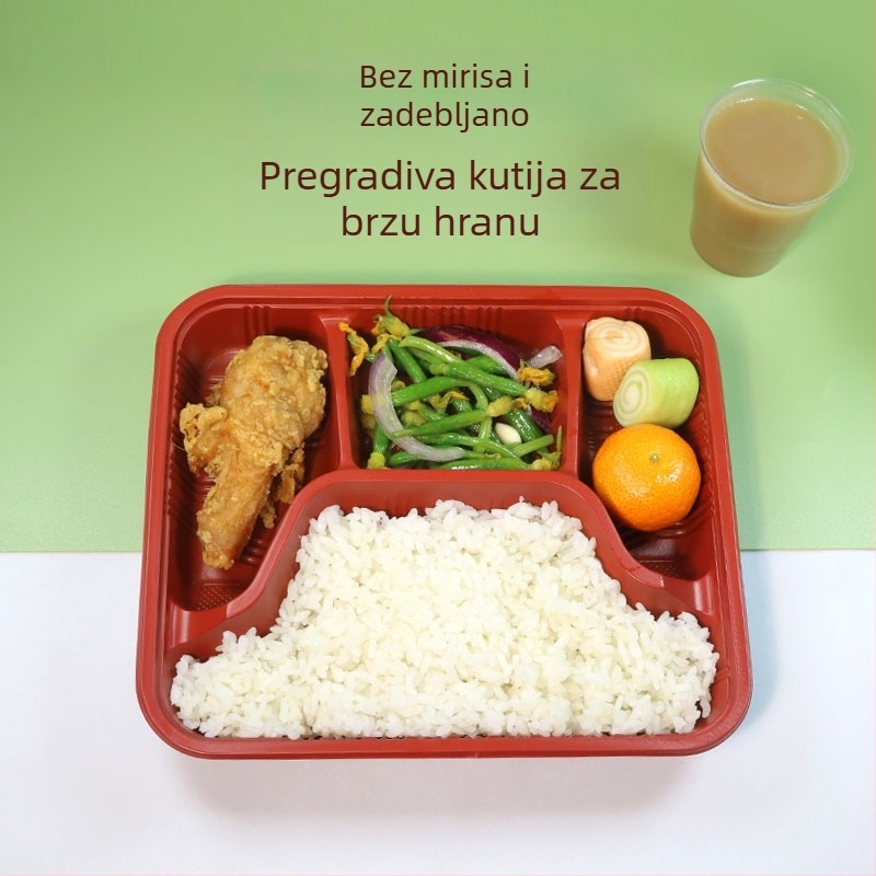 Jednokratna kutija za obrok s četiri ili pet pretinaca, plastika za hranu visoke kvalitete, pravokutna kutija za dostavu