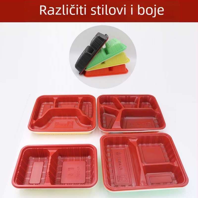Jednokratna kutija za obrok s četiri ili pet pretinaca, plastika za hranu visoke kvalitete, pravokutna kutija za dostavu